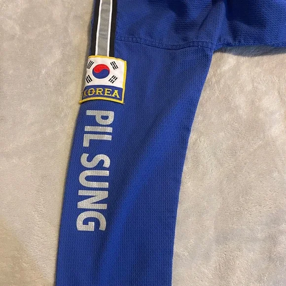 BMA Best Sangmoosa Taekwondo Uniform Gi USWC Black Belt Club Size 4‎ Blue MMA - Picture 5 of 13